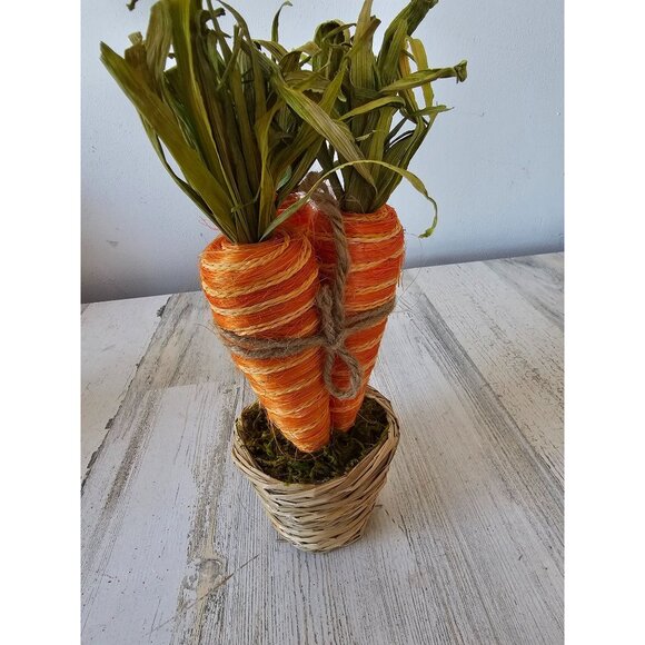 Sisal Carrot basket realistic life size spring Easter decor vegetable shabby chi - Picture 2 of 7